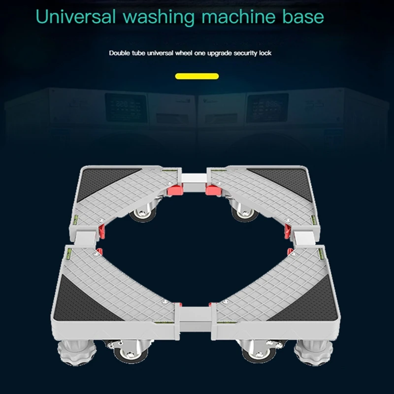 1 PCS Washing Machine Stand Adjustable Refrigerator Laundry Base 4 Wheel With Brake Holder For Dryers And Refrigerators