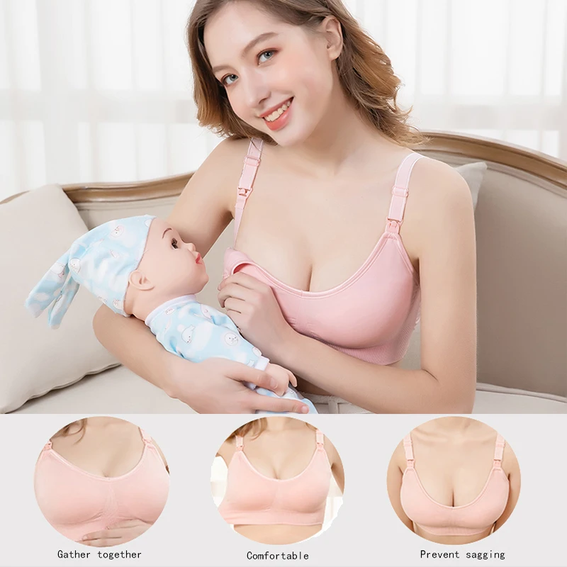 Wireless Maternity Bra Pregnant Women Seamless Prevent Sagging Breastfeeding Bras Push Up Breathable Front Open Nursing Bra Hot momanda women s nursing bras ribbed seamless bralettes support sports bra wireless maternity breastfeeding bra sleep xs xxl