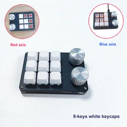 Multi - Functional Editing Keyboard with Macro Recording and Customizable Keys - Red Switch (9 - keys white)