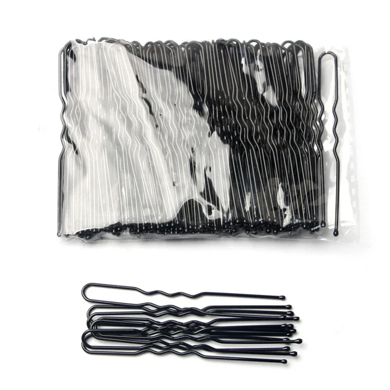50/100pcs 블랙/골드 U 모양의 머리핀 흔들며 머리 클립 바비 핀 금속 합금 자용 머리 장식 악세사리 헤어 스타일링 액세서리