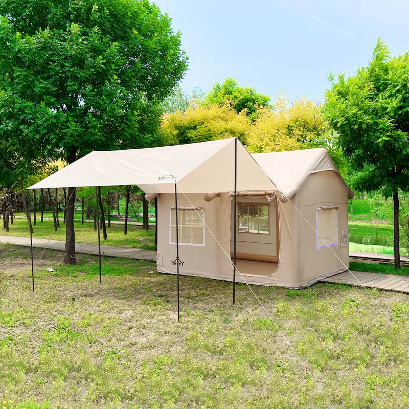 Tienda inflable para acampar al aire libre, tienda de campaña de tela de  algodón gruesa para 5-6 personas, transpirable para muchas personas