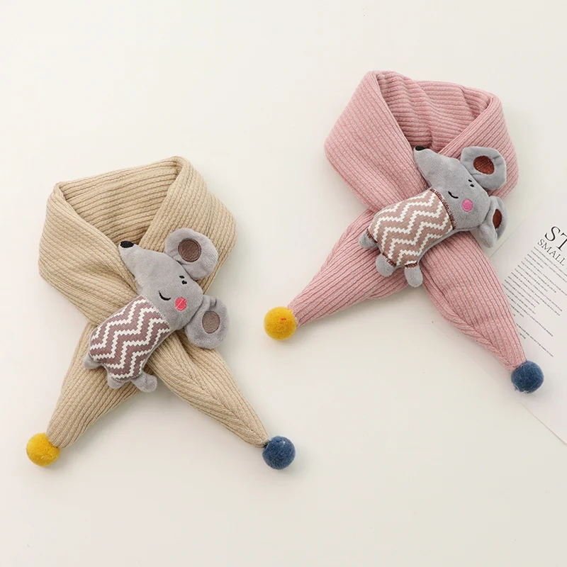 Autumn and winter children's scarf baby neck boy girl cute cartoon scarf mouse cross thickened winter