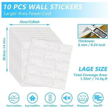 Autocollants muraux 3D en trois dimensions, papier peint auto-adhésif, autocollants décoratifs Anti-collision, 10 pièces 1