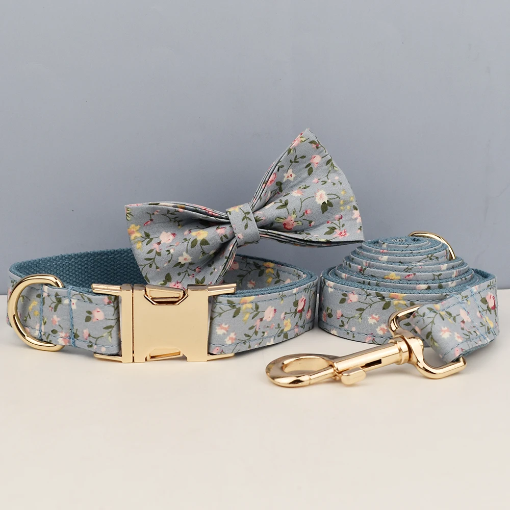 Flower Dog Collar And Leash Set For Small Medium Large Dogs Engraved Nameplate Pet Supplies Dog Leash Flower11