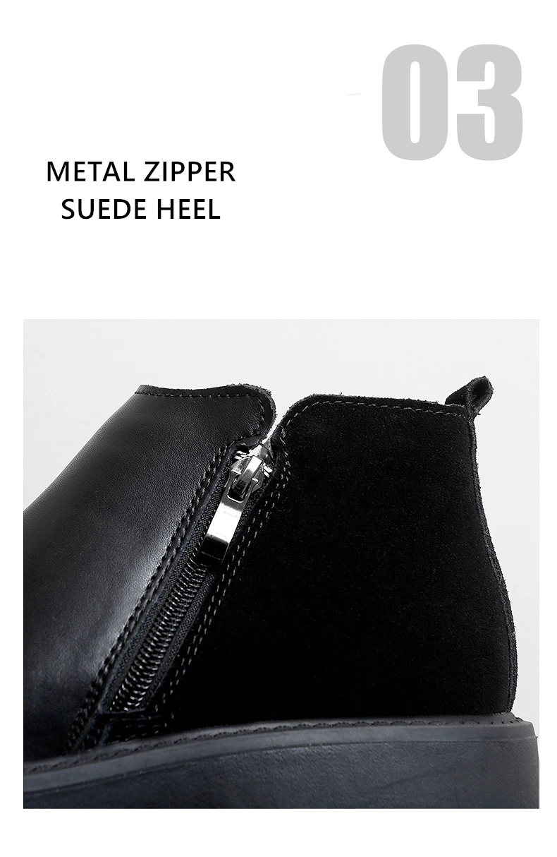 Modische Chelsea-Stiefel aus Rindsleder für Herren, warme Plüschfell-Winterstiefel für Herren, hoher Reißverschluss, 5 cm, Plateauschuhe, Stiefeletten im britischen Stil – Detail 11