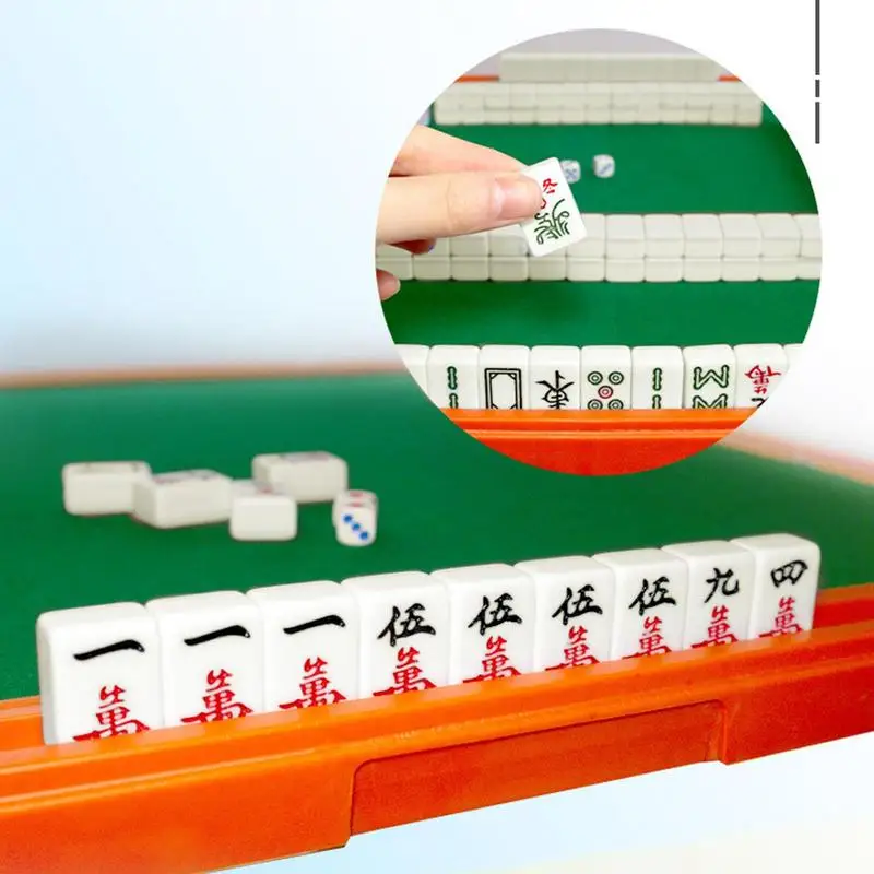 Chinese Mahjong Game Set 144 Pcs Mini Mah Jong Tile Set For Party Playing Complete Traditional Mahjong Set With Carrying Travel 3