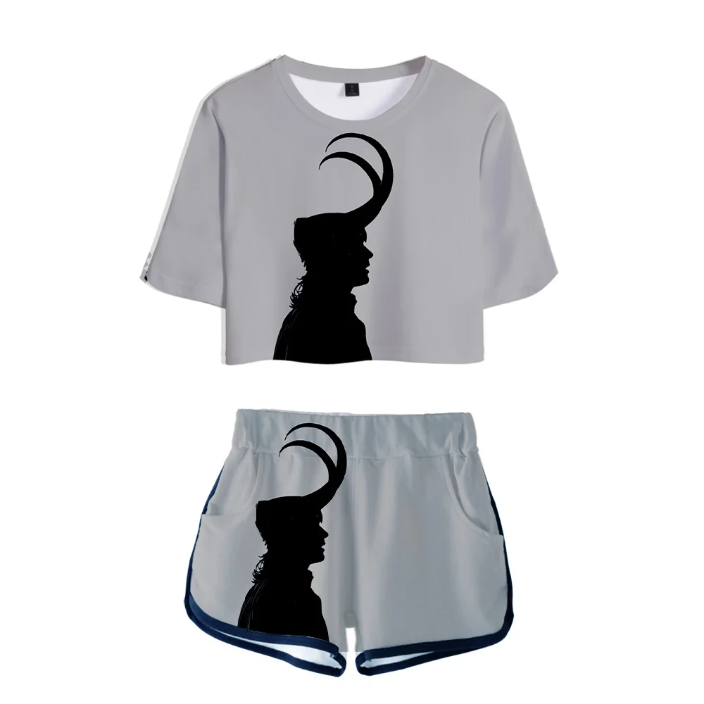 

loki 3D Two Piece Set Shorts+lovely T-shirt Harajuku Streetwear Hot Girl Sets