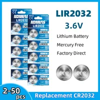 2-50PCS LIR2032 Rechargeable Battery 3.6V Replacement CR2032 Lithium Ion Battery 40mAh Lithium Cell Coin Batteries