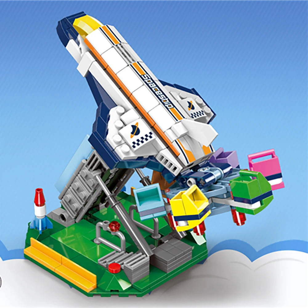 Sec6dc6de87174e32a067c89143af3e6cJ Klocki do budowy targowe blokuje diabelski młyn zestaw duże wahadło statek piracki karuzela Park rozrywki z instrukcją montażu