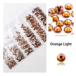 20 - Color Glitter Glass Nail Art Rhinestones Set - 1440pcs Shiny 3D FlatBack Gems (Orange Light)