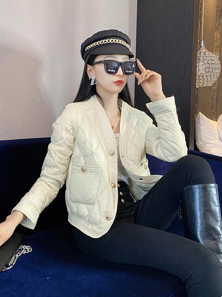 

Модное уличное пальто 2023, Женская Толстая однотонная куртка высокого качества, новинка, зимнее простое пальто с утиным пухом