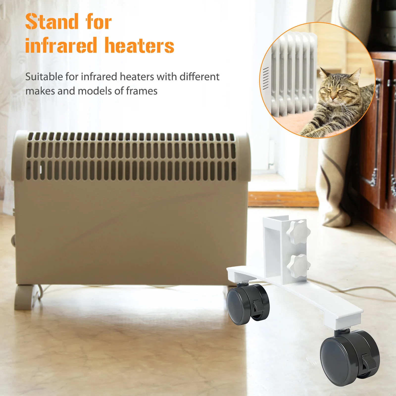 Metal Infrared Heated Plate Racks Universal Infrared Warmer Foot Support with Wheels Easy To Install for Home Office