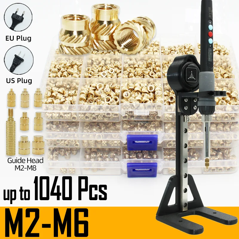 Brass Heat Set Insert Nut Press Tool Soldering Iron Tip M3 M4 M6 Threaded Injection Embedment Hot Melt Nuts Printing 3D inserts