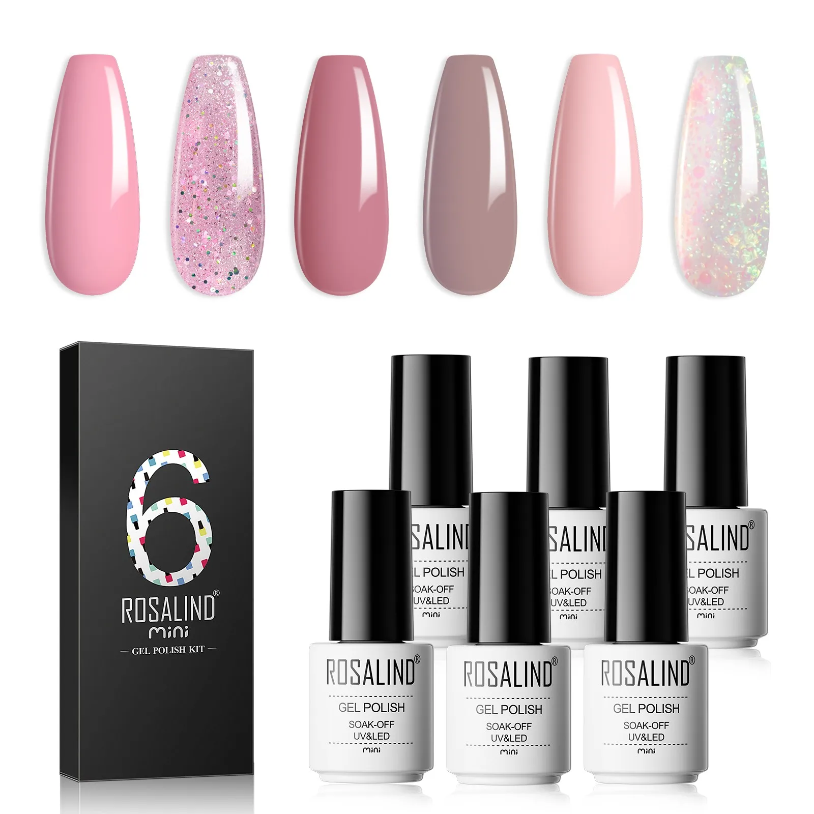 ROSALIND 2/4/6/12Pcs/set Classic Red Series Gel Polish Set Soak Off UV Lamp Nail Gel Shiny Bright For Nail Art Design 3