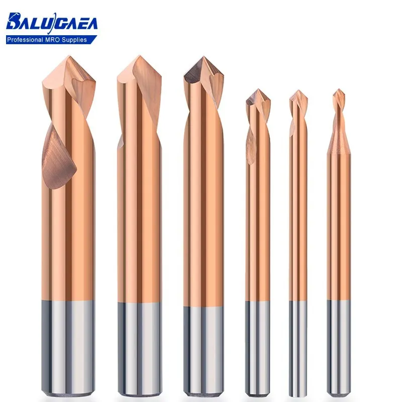 

Chamfer Mill Two Flute 90 Degrees Carbide Spot Drill Bit Spiral Flute Super Coated Chamfering Cutter Drilling Tools