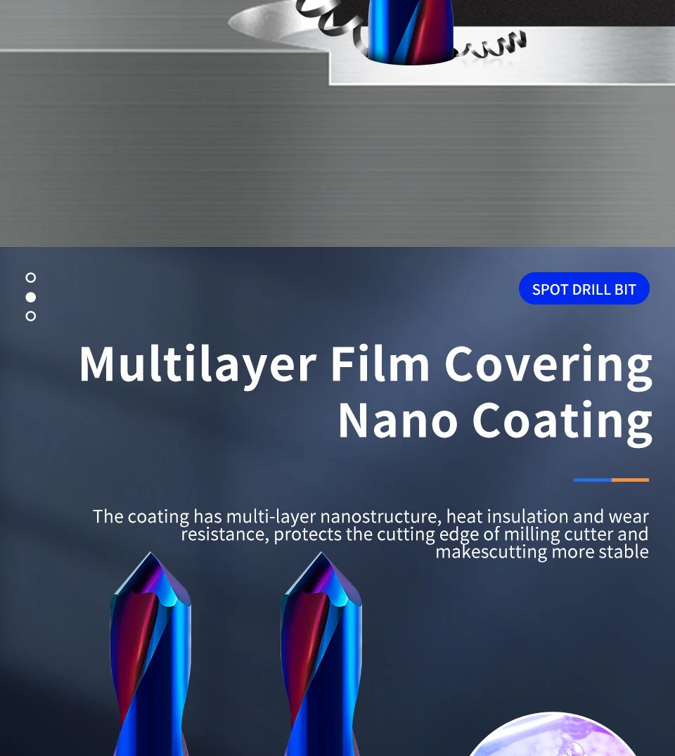 Hrc65 Punkt bohrer 90 Grad Hartmetall fase Schaft fräser Stummel Start position Mittel bohrer 2 Nuten Fräser Bit CNC Werkzeug maschinen – Detail 4