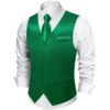 Solid Satin Suit Vest Tie Set Black White Blue Red Men's Wedding Tuxedo Business Waistcoats Luxury Prom Social Sleeveless Jacket 4