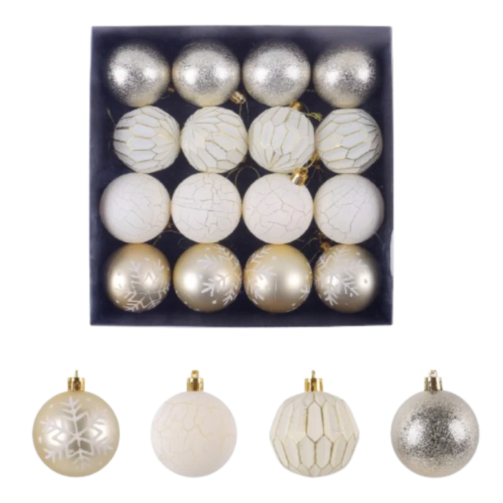 thumbnail image 1 of 16 bolas navideñas pintadas de 6 cm, colgantes de plástico irrompible para árbol de Navidad, decoración elegante y reutilizable para Navidad, 1 of 5