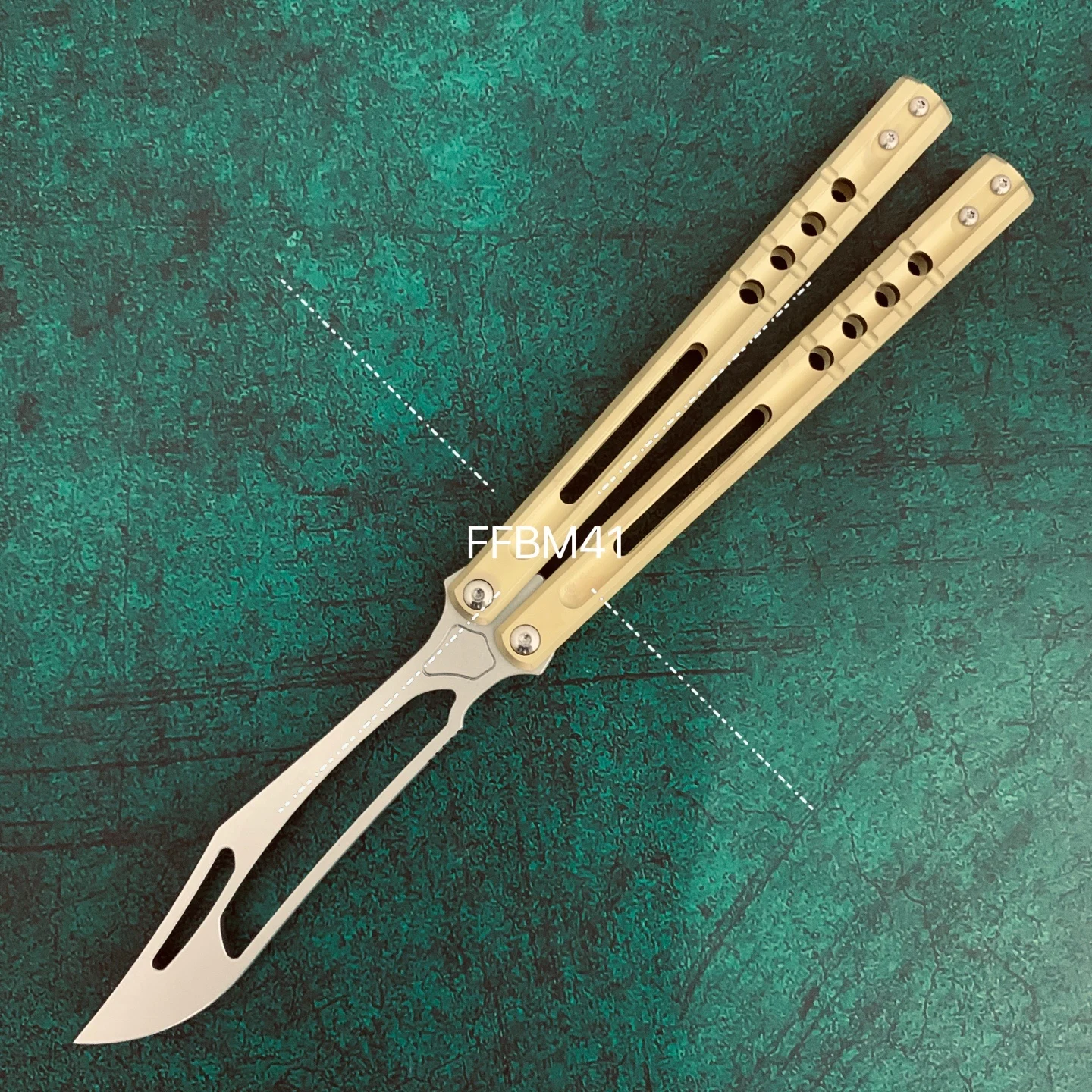 JK Design Orca TheOne Clone EDC Balisong Trainer Titanium Sandwich Handle Butterfly Training 
