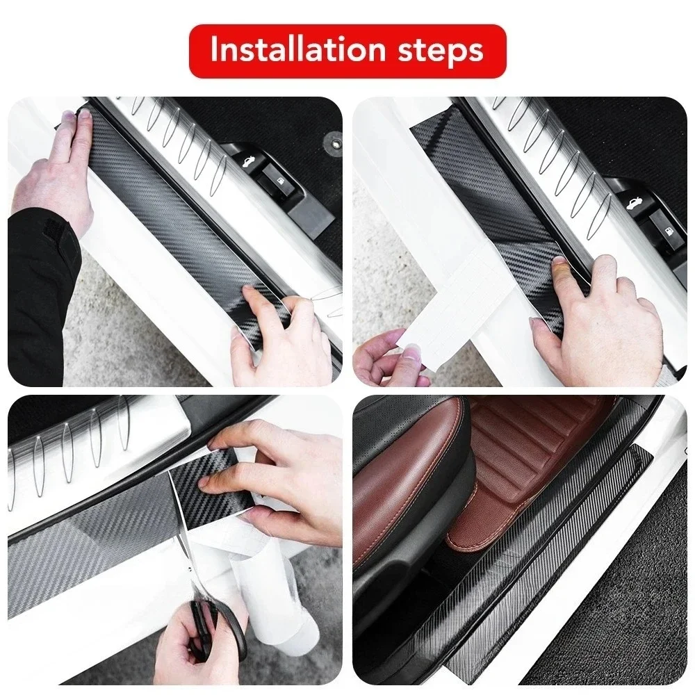 3/5cm carbon fiber car sticker threshold protection belt anti stepping anti-collision wear-resistant and scratch resistant