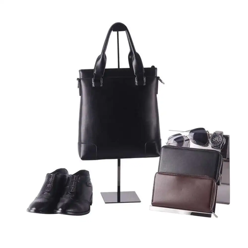 Black Metal Stainless Steel Display Rack Hanging Bag Hook Stand Handbag Rack Stand Wig Display Hangers Adjustable Height