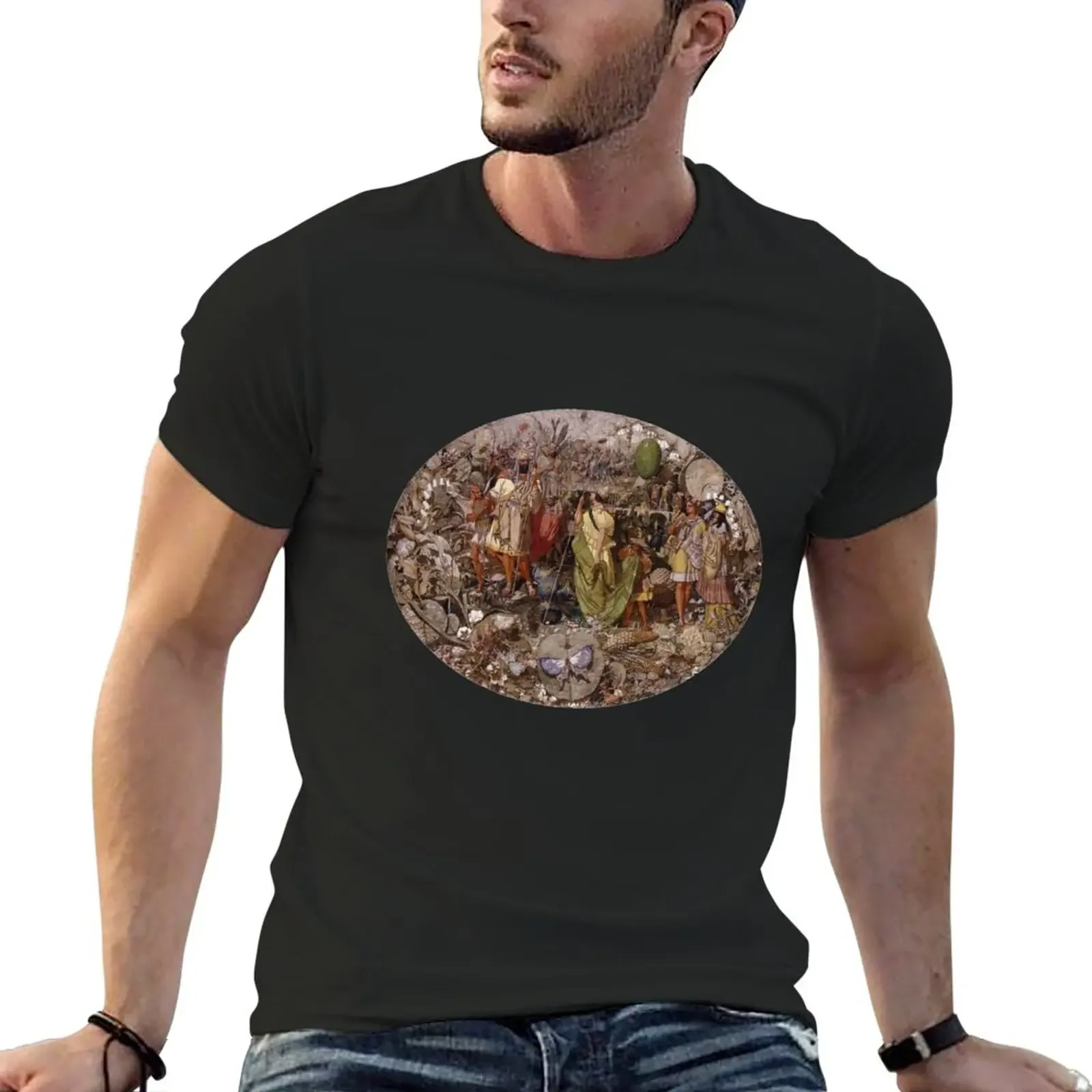 Countrum: Oberon E Titania - Richard Dadd T-Shirt Anime Quick Drying Blanks T Shirt Da Uomo