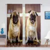 Cute Puppy Pug Dog Twins Tulle Curtains for Living Room Bedroom Home Kitchen Animals Window Sheer Voile Curtains Chiffon Drapes 1