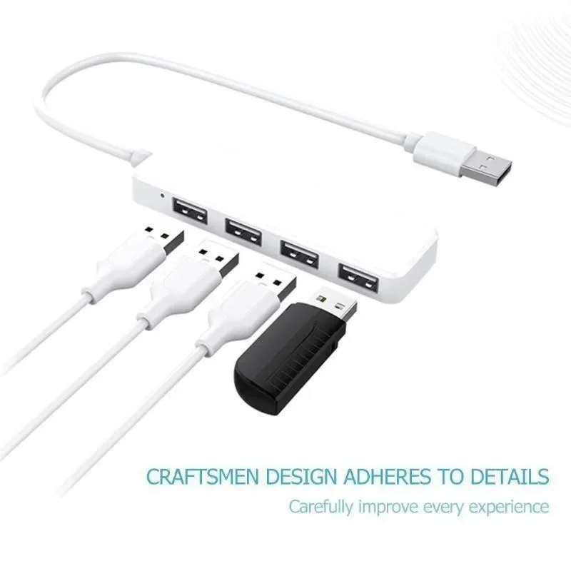 Adattatore hub splitter USB 2.0 multi-porta USB ultra sottile con 4 porte, dock di espansione per PC e laptop._voghion.com