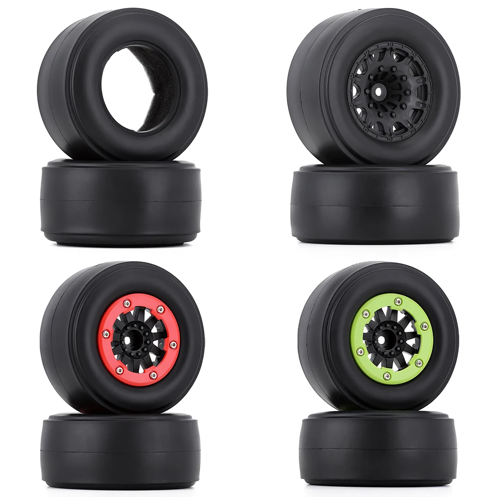 1 10 Rc Truck Wielen 12Mm Hex Traxxas Slash 4X4 Banden Plastic Rubber 4 Stuks 6 Gaten Wiel Banden Rubber Banden Met Hubs Voor 1 10 Schaal Rc Crawler Off Road Truck