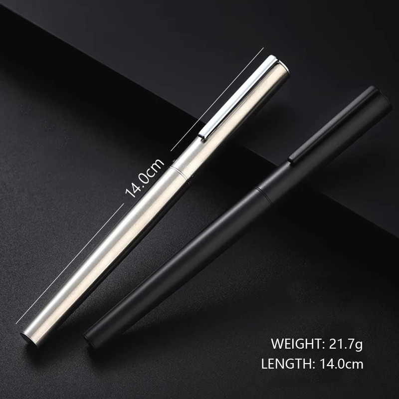 Premium Stainless Steel Extra Fine Nib Fountain Pen - Ultra Black Finish for Business and Calligraphy