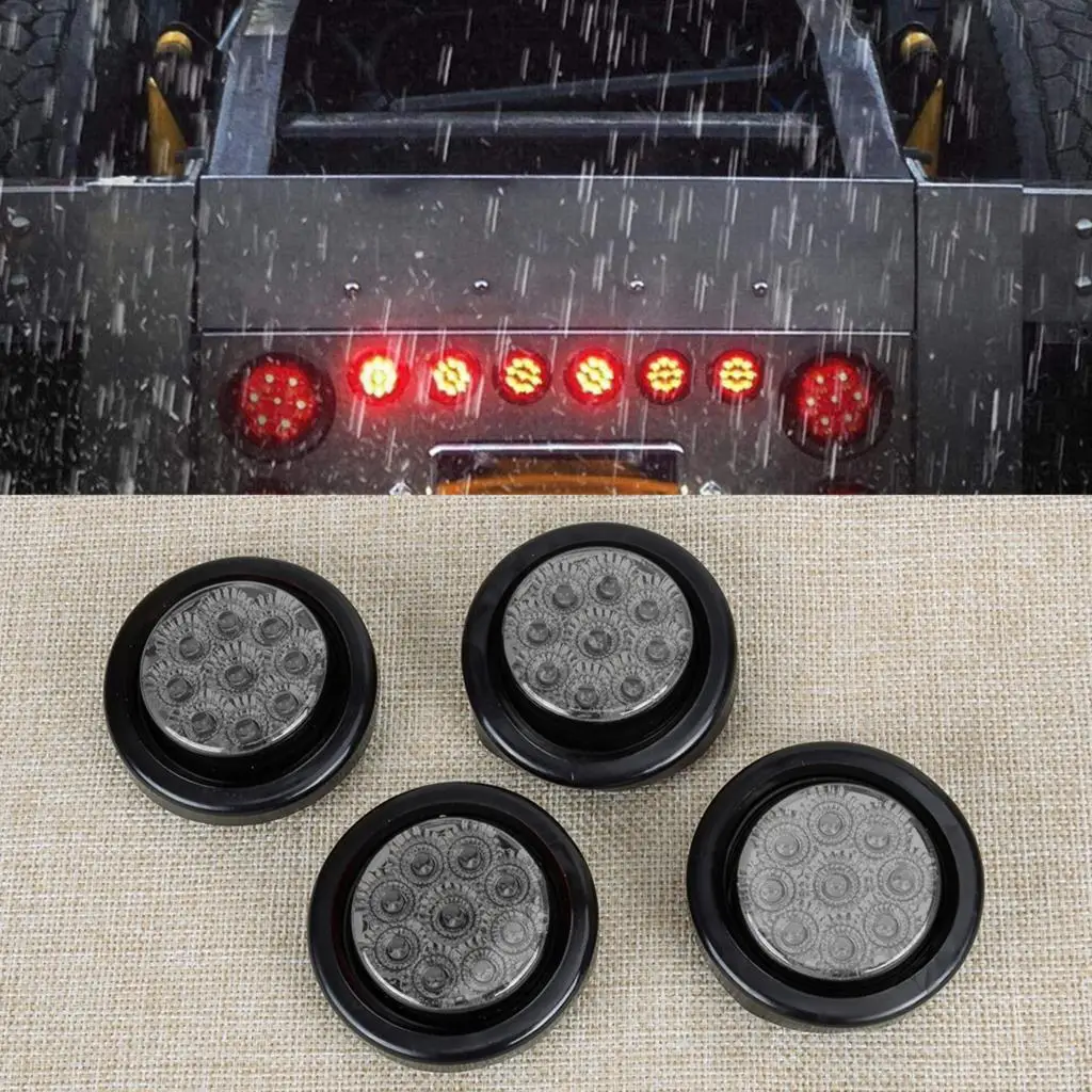 

4Pcs 2" Round Side Marker Light Clearance Lamp Smoke Lens Universal for Truck Trailer Van Caravan 12V