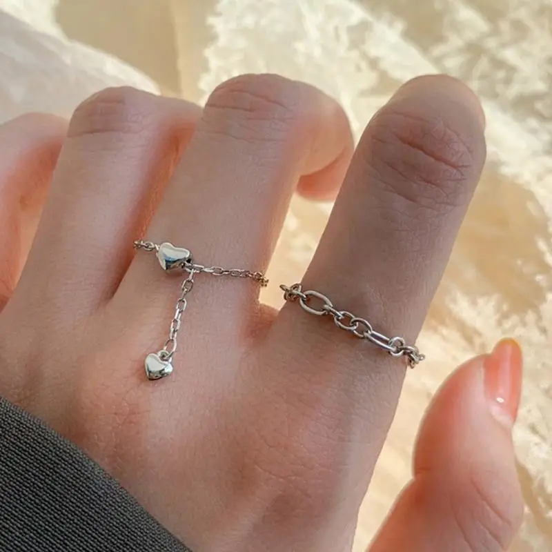 Temperament Silver Color Heart-Shaped Ring Design Jewelry For Women 3