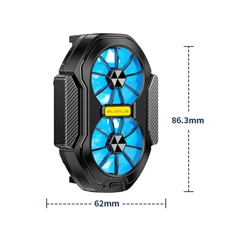 Dual Fan Rechargeable Mobile Phone Radiator with Large Air Volume and Back Clamp