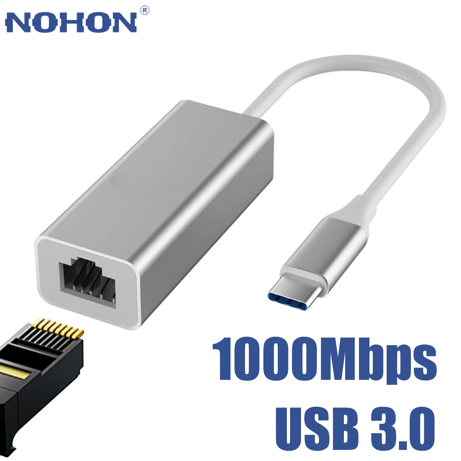 

USB 3.0 Ethernet Adapter 100M /1000Mbps Type C to RJ45 Lan Thunderbolt 3 for Laptop PC MacBook Samsung Windows USBC Network Card