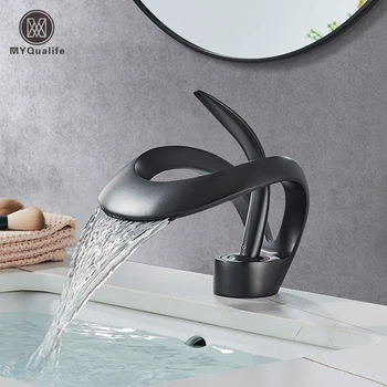 Rubinetto per lavabo in ottone nero nuovo stile Miscelatore per bagno Rubinetto per lavabo di lusso in oro con montaggio su piattaforma per acqua calda fredda 1