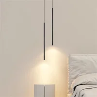 Superfine 2CM Led Pendant Lights Long Tube Hanging Lamp Kitchen Island Dining Room Table Pendant Lamp Bedroom Bedside Droplight 1
