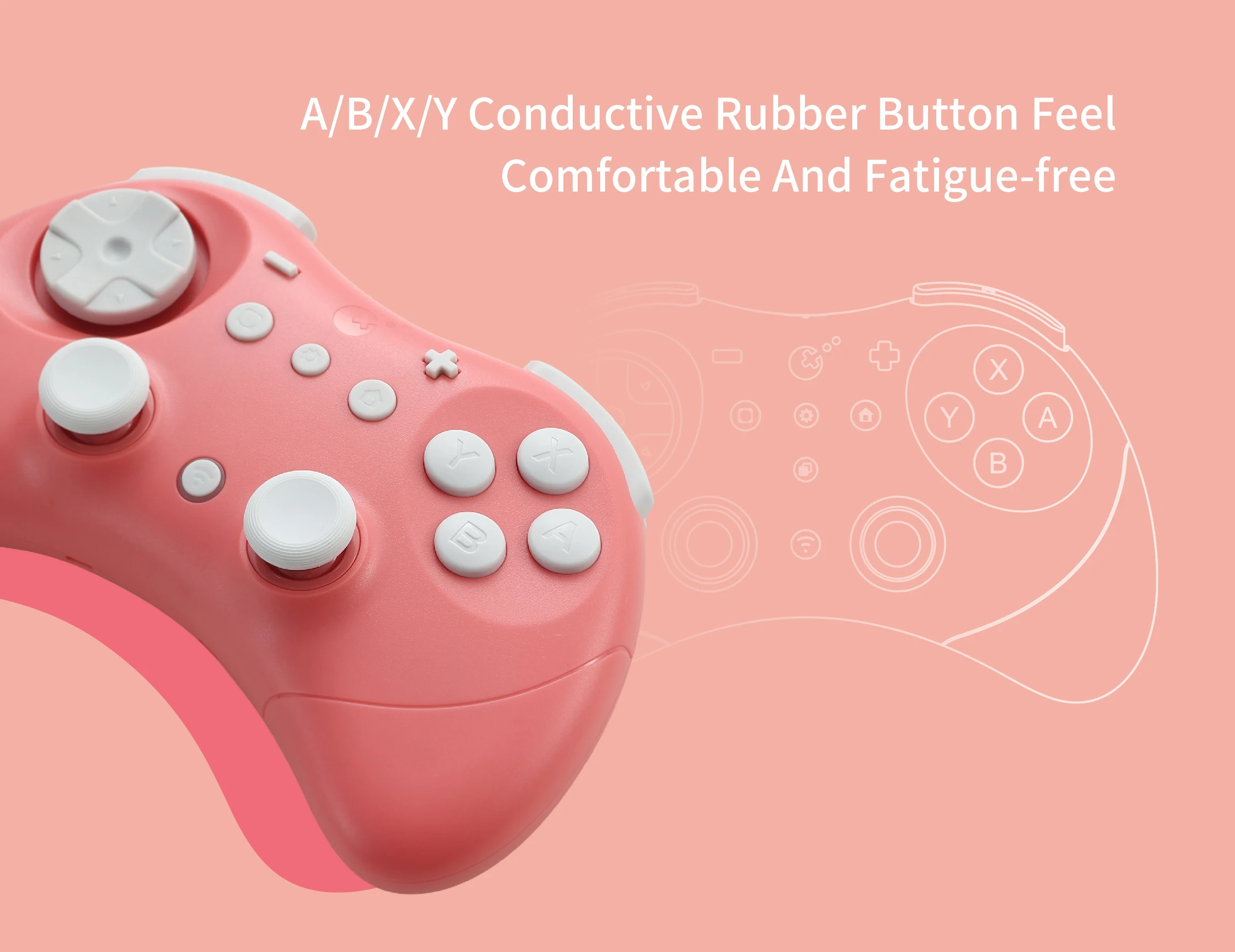 GuliKit Elves 2 Controller Hall Gaming-Controller für Switch, Windows, iOS & Android ROT / SCHWARZ Bluetooth-Gamepad – Detail 9