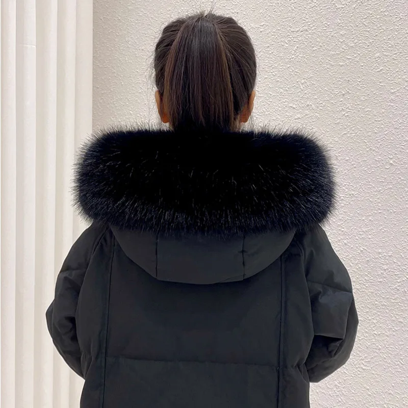 Faux Fox Fur Collar Winter Women Fake Fur Scarf Shawls for Coat Warmer Decor Furry Fur Hood Trims Parkas Jacket Fur Scarves 5