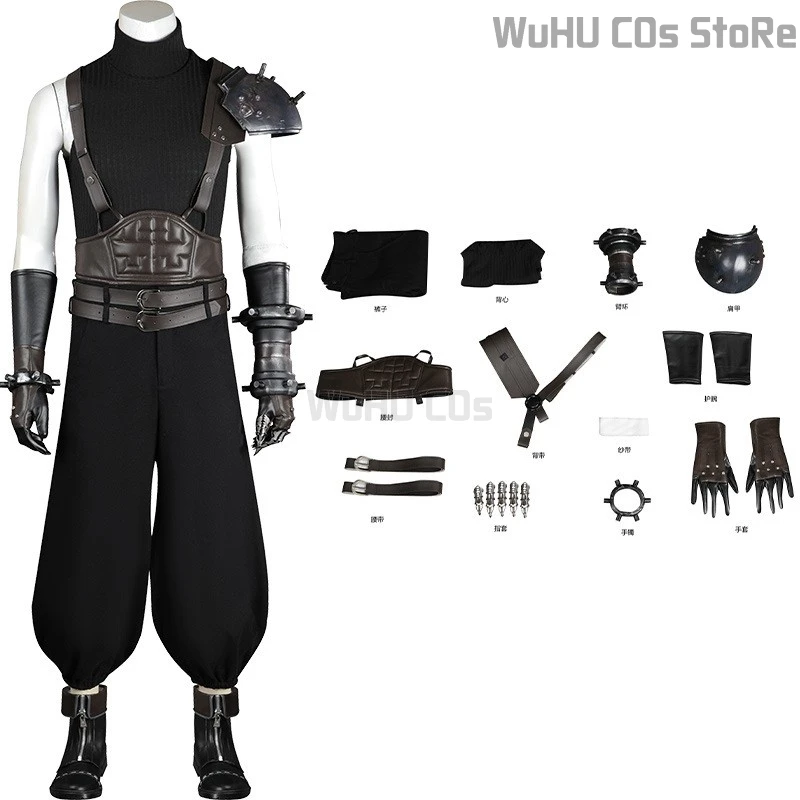 

FF VII Rebirth Final Fantasy Cloud Strife Cosplay Costume Wig Anime Game Cloud Cosplay Uniforms Shoes Halloween Carnival Outfit