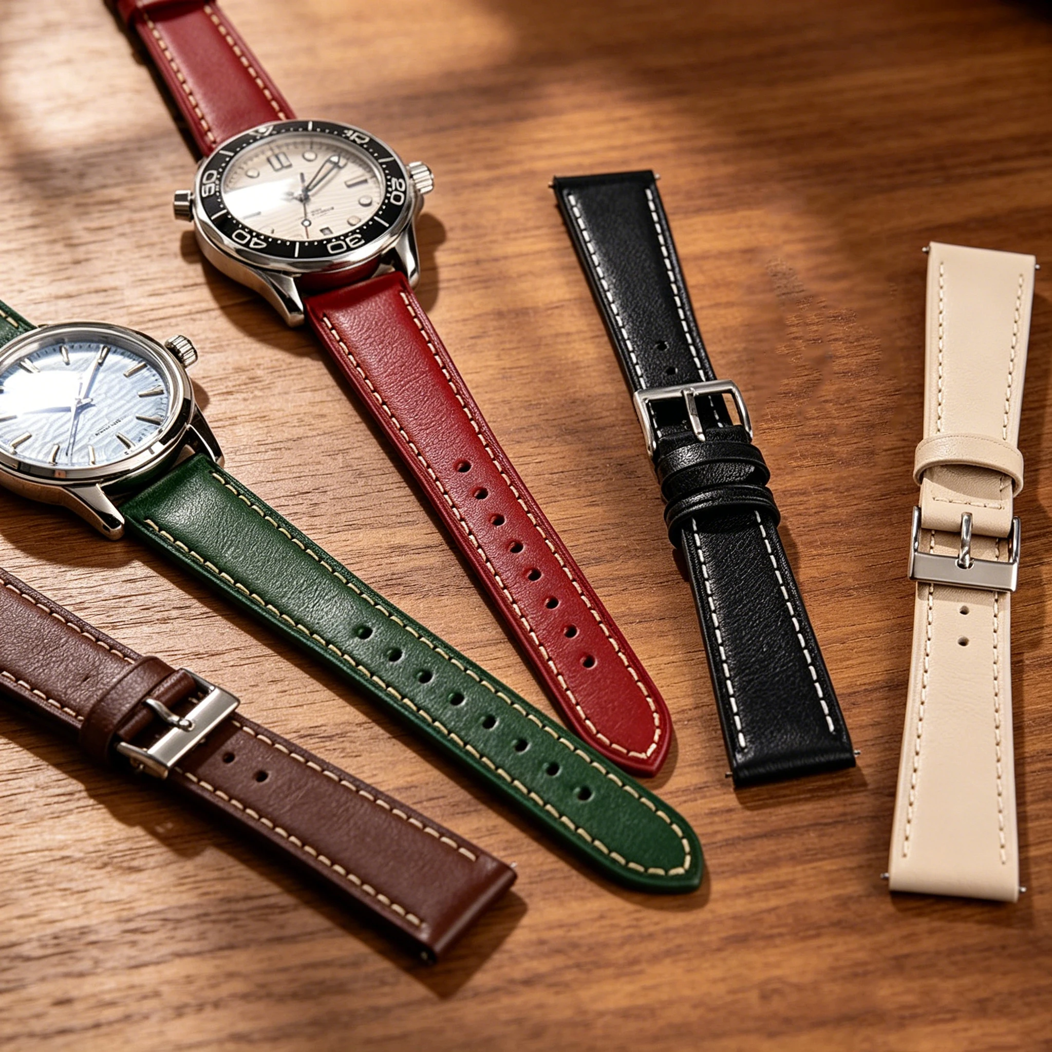 Universal Retro Leather Watch Band - Quick Release Strap