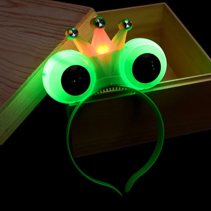 

Women Girls LED Light Flashing for Frog Eyes Hair Hoop for Rhinestone Embel