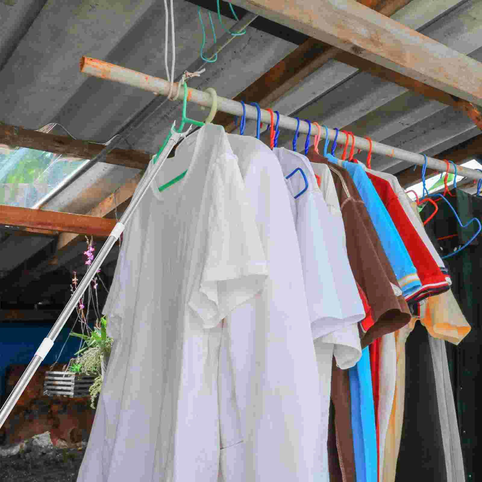 Adjustable Splicable Clothes Rod Extendable Aluminum Pole Clothing Hanger Wardrobe Rack Drying Racks Home Storage ganization 2