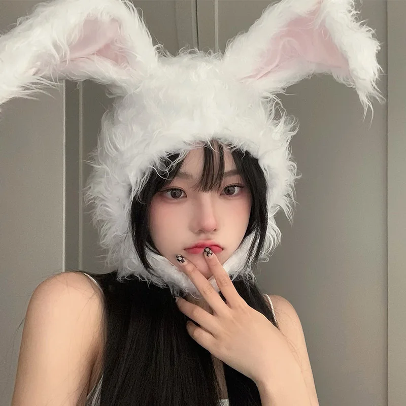 Hat with Ears Girls Women Winter Plush Rabbit Bunny Ears Hat Cute Earflap Cap Warm Head Warmer Winter Hat Girls Beanie