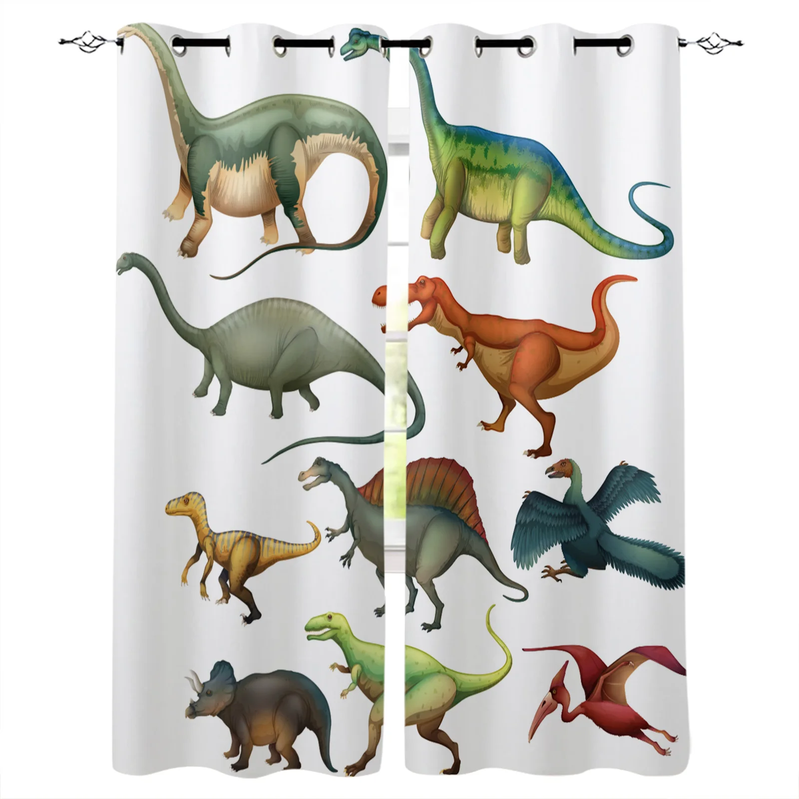 

Different Types Cartoon Dinosaurs White Blackout Curtains Window Curtains For Bedroom Living Room Decor Window Treatments