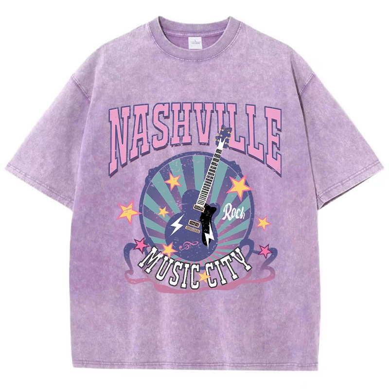 Donna Nashville Tennessee Country Music City Vintage Nash TN Maglietta con Collo a V