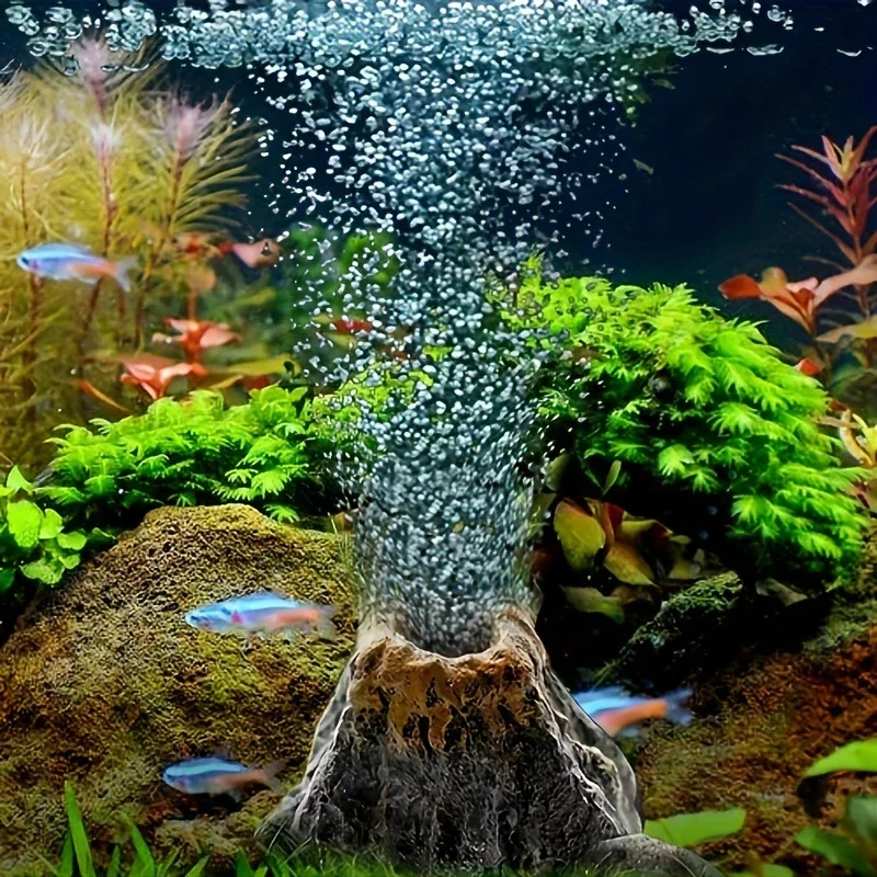 Volcanic Aquarium Stone For Decoration, Bubble Aerator For Precious Fish, ABS Volcanic Motor With Aeration Stone, 1 Piece