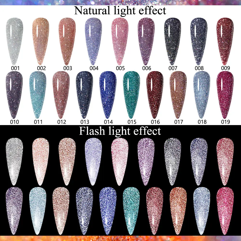 MIZHSE 7ml Reflective Glitter Nail Gel Polish Effect Sparkling Soak Off UV Gel Semi Permanent For Manicure Nail Art Nail Gel 2