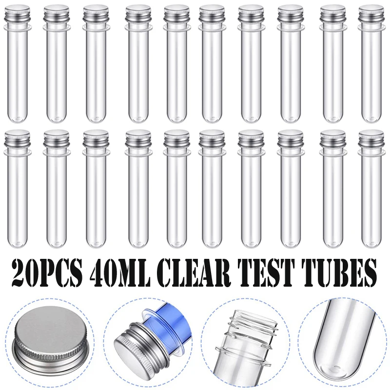 플라스틱 투명 테스트 튜브, 커버 포함, USB 케이블용 다목적 보관 병, 파티..