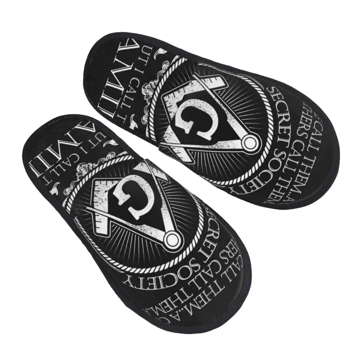 

Freemasonry Symbol Cozy Scuff Memory Foam Slippers Women Masonic Spa House Shoes