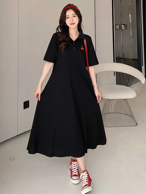 NYFS 2023 Summer New Korea Embroidered Cherry Woman Dress Vestidos Robe Ete  Femme Elbise Loose Plus Size Short Sleeve Dresses - AliExpress